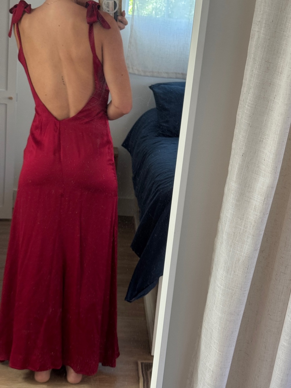 Reformation Deep Red Satin Slip Dress - Picture 3 of 6